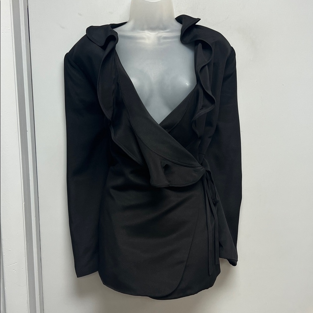 Bloomingdale’s 100% Silk Ruffle Trim Wrap Jacket – Size 20W